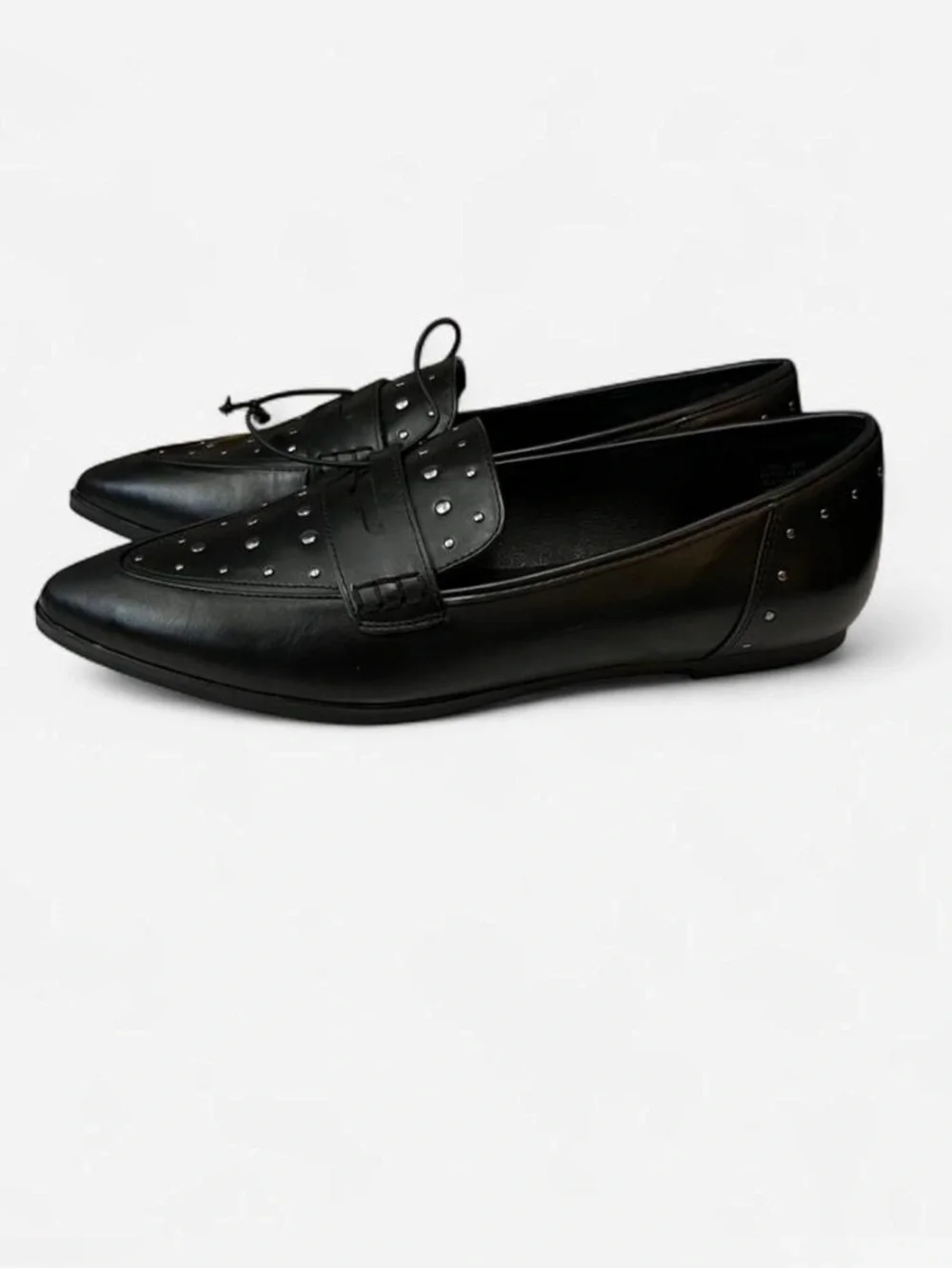 Frye & Co Elara Black Faux Leather Studded Penny Loafers Women’s 9 M NWT